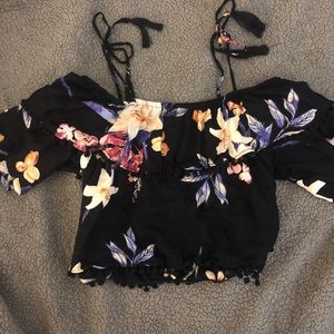 off the shoulder floral crop top
